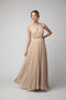 Chiffon A-Line Gown with Halter Neckline and Beaded Details by Juno 1054