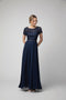 A-Line Gown with Lace Bodice and Short Sleeves by Juno 1056