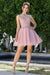 Adora Design 1065 Charming Short A-Line Cocktail Dress with Corset Bodice and Appliqué for Homecoming