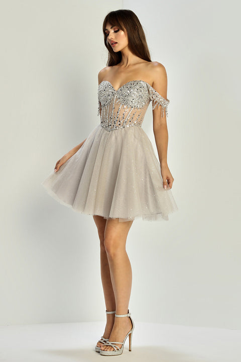 Adora Design 1069 Short Beaded Homecoming Cocktail Dress