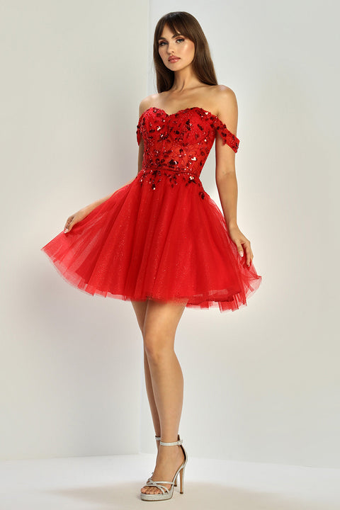 Adora Design 1070 Beaded Short Sequin Homecoming Cocktail Dress