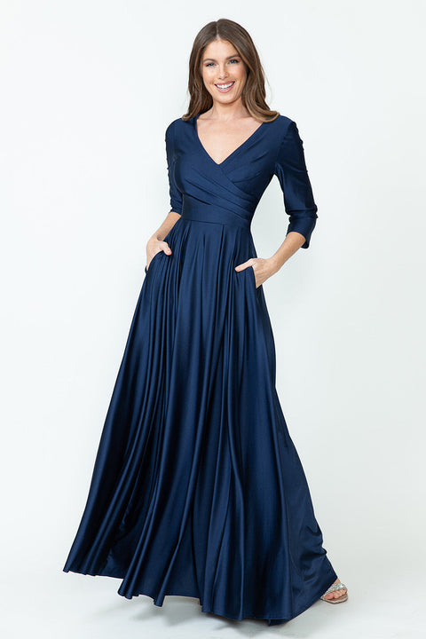 Pleated Formal Long Mother of the Bride Dress Lenovia 5243