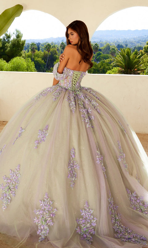 Juliet JT1479J Sparkling Quinceañera Ball Gown with Beaded Corset and Layered Tulle Skirt