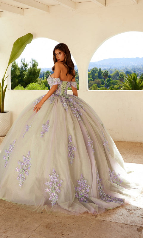 Juliet JT1479J Sparkling Quinceañera Ball Gown with Beaded Corset and Layered Tulle Skirt