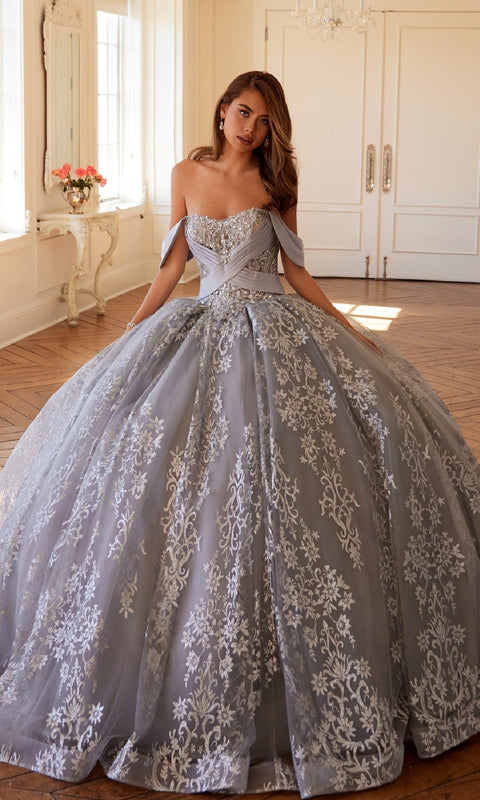 Juliet JT1488H Regal Quinceañera Gown with Intricate Embroidery and Dramatic Tulle Skirt