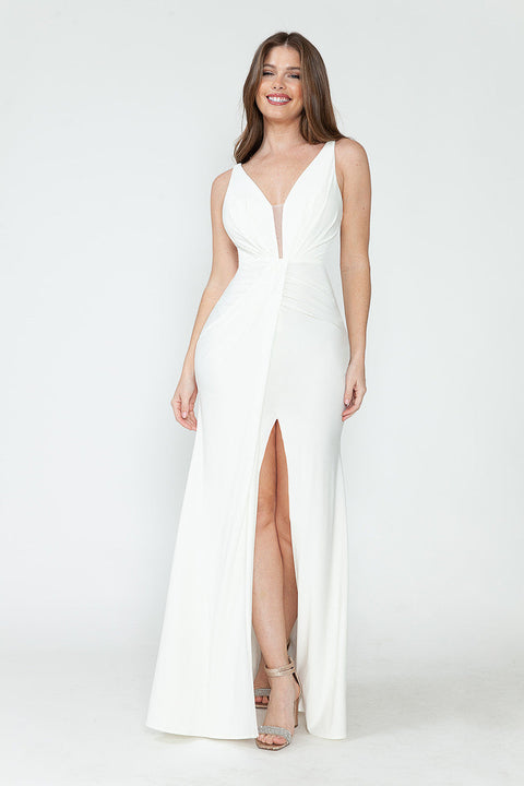 Long Glitter Slit Bridal Wedding Dress Lenovia 5308