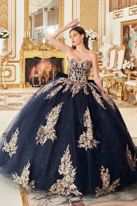 Ladivine 15715 Strapless Quinceañera Gown with Elegant Silhouette