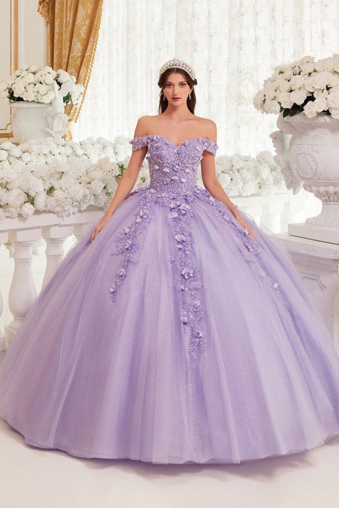 Ladivine 15717 Off-Shoulder Purple Quinceañera Gown with Regal Elegance