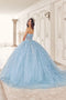 3D Floral Strapless Cape Ball Gown by Ladivine 15719