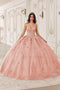 Applique Strapless Puff Sleeve Ball Gown by Ladivine 15722