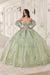 Applique Strapless Puff Sleeve Ball Gown by Ladivine 15722