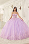 Floral Applique Strapless Cape Ball Gown by Ladivine 15723