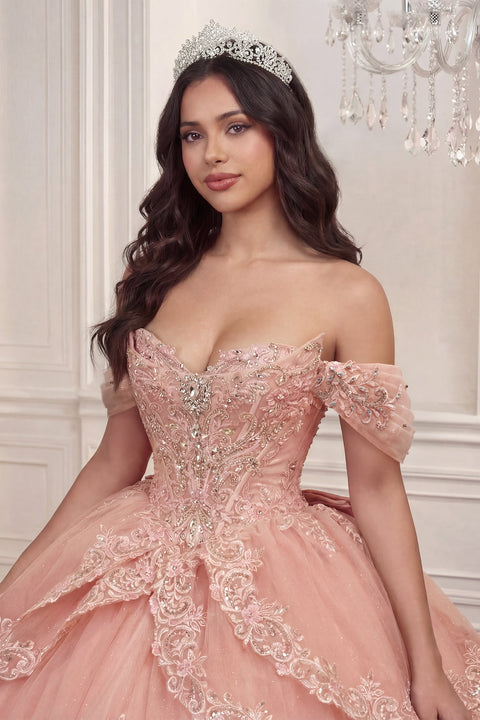 Ladivine 15729 applique off shoulder ball gown — product view