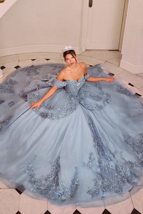 Ladivine 15729 applique off shoulder ball gown — product view