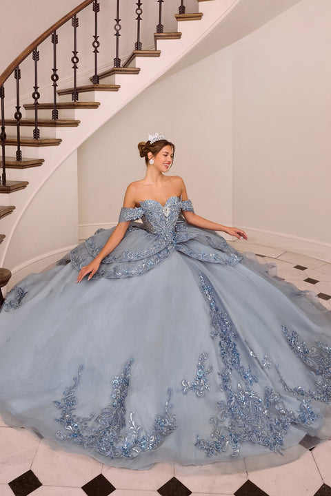 Ladivine 15729 applique off shoulder ball gown — product view