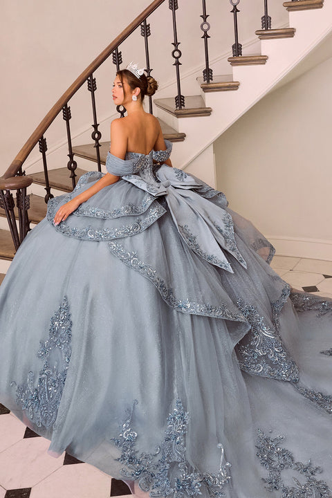 Ladivine 15729 applique off shoulder ball gown — product view