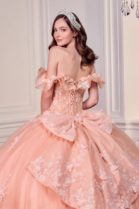 Ladivine 15731 3D Floral Off-Shoulder Ball Gown with Dramatic Volume