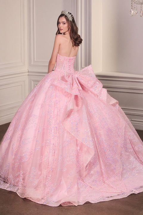 Ladivine 15732 Appliqué Strapless Ball Gown with Statement Bow