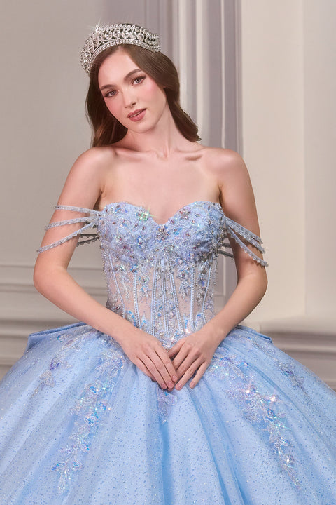Ladivine 15735 Off-Shoulder Corset Ball Gown with Regal Volume