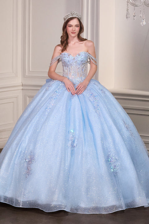 Ladivine 15735 Off-Shoulder Corset Ball Gown with Regal Volume
