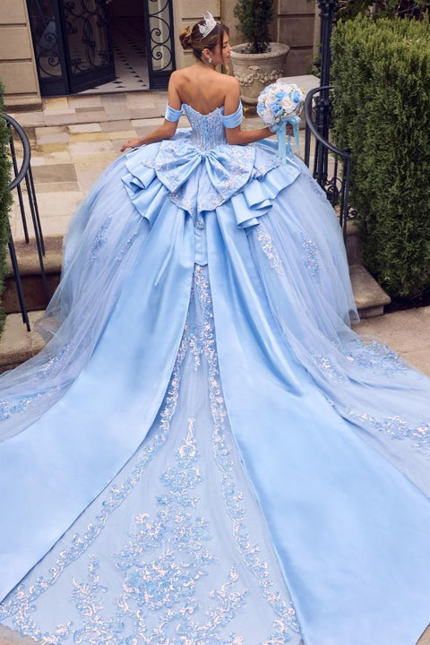 Ladivine 15745 applique off shoulder ball gown — product view