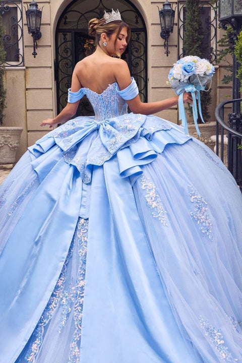 Ladivine 15745 applique off shoulder ball gown — product view