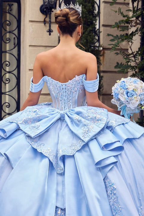 Ladivine 15745 applique off shoulder ball gown — product view