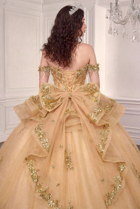 Ladivine 15746 off shoulder ruffled ball gown — product view