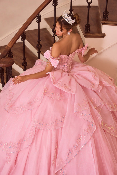 Ladivine 15747 off shoulder layered ball gown — product view