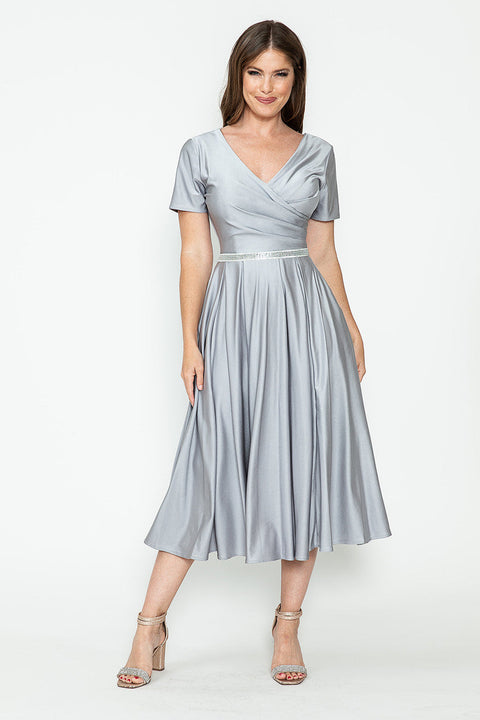 Tea Length Pleated Cocktail Dress Lenovia 5274