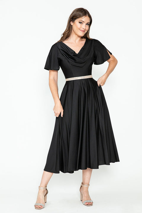 Pleated A Line Cocktail Dress Lenovia 5296