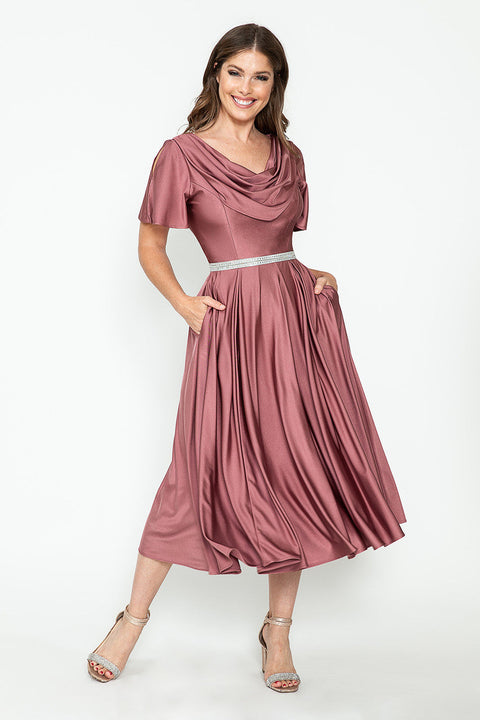 Pleated A Line Cocktail Dress Lenovia 5296