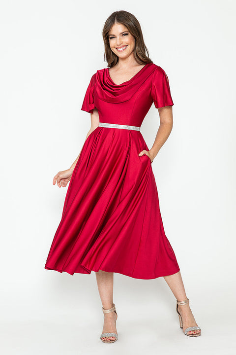 Pleated A Line Cocktail Dress Lenovia 5296