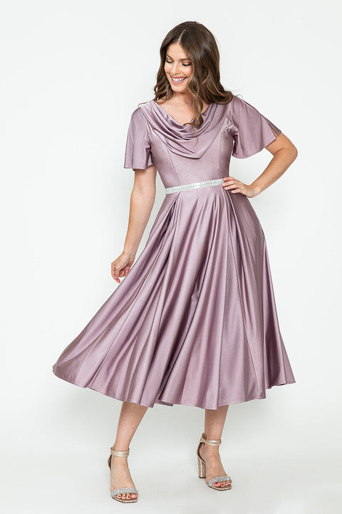 Pleated A Line Cocktail Dress Lenovia 5296