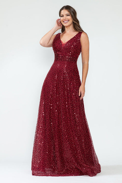 Sequin Long Beaded Formal Prom Dress Lenovia 8217