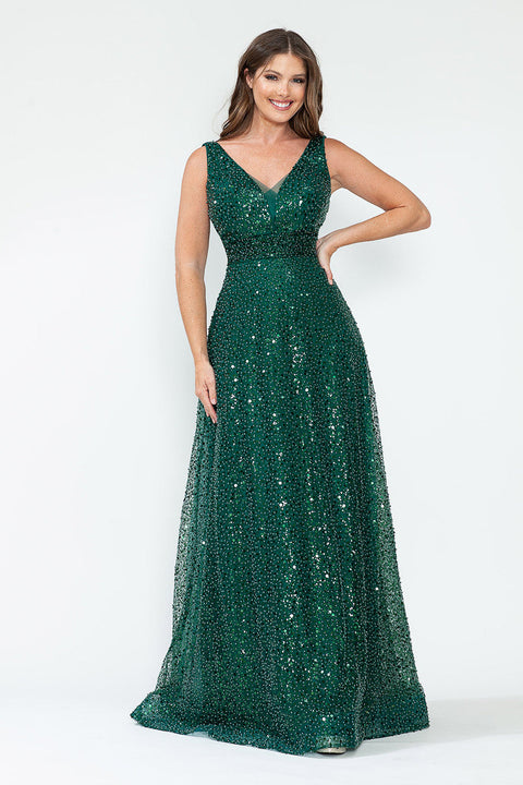 Sequin Long Beaded Formal Prom Dress Lenovia 8217