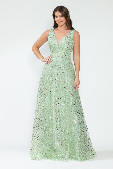Sequin Long Beaded Formal Prom Dress Lenovia 8217