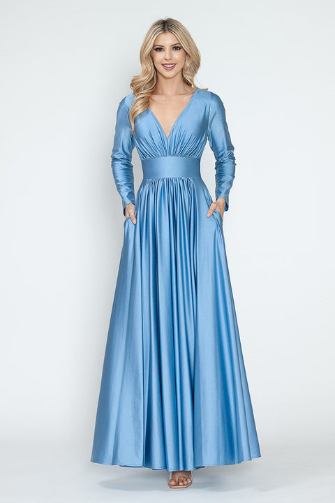 Long Sleeve A Line Formal Dress Lenovia 5231