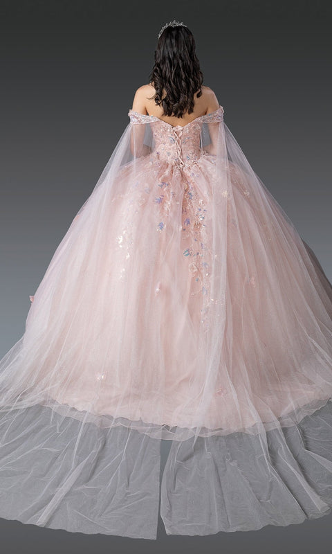 Dancing Queen 1919 Enchanted Quinceañera Ball Gown with Glitter Tulle and Elegant Embellishments