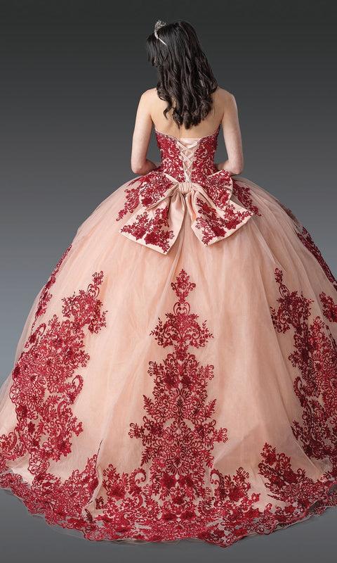 Dancing Queen 1928 Elegant Quinceañera Ball Gown with Intricate Embroidery and Voluminous Skirt