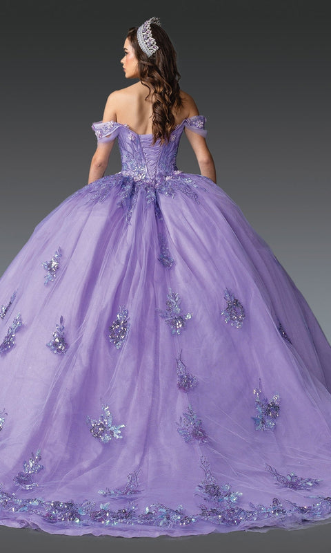 Dancing Queen 1928 Elegant Quinceañera Ball Gown with Intricate Embroidery and Voluminous Skirt