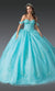 Dancing Queen 1930 Sparkling Blue Quinceañera Ball Gown with Glitter Tulle and Floral Appliqué