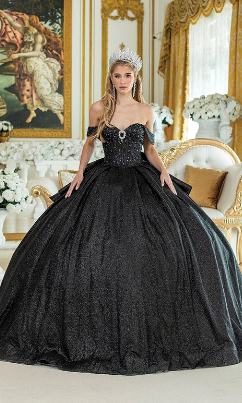 Dancing Queen 1937 Enchanting Quinceañera Ball Gown with Intricate Embellishments and Regal Silhouette