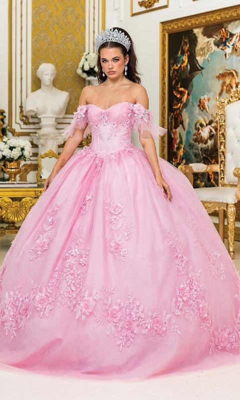 Dancing Queen 1944 Majestic Quinceañera Ball Gown with Intricate Embellishments and Voluminous Skirt