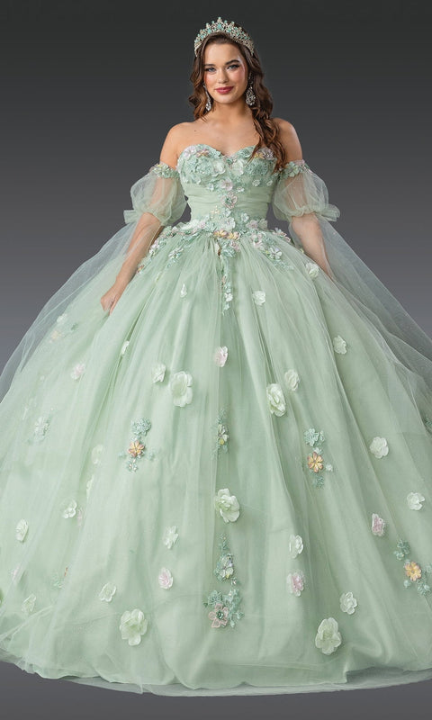 Dancing Queen 1945 Enchanting Quinceañera Ball Gown with Elegant Detailing and Princess Silhouette