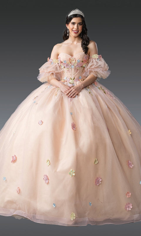 Dancing Queen 1946 Majestic Quinceañera Ball Gown with Exquisite Embroidery and Regal Silhouette