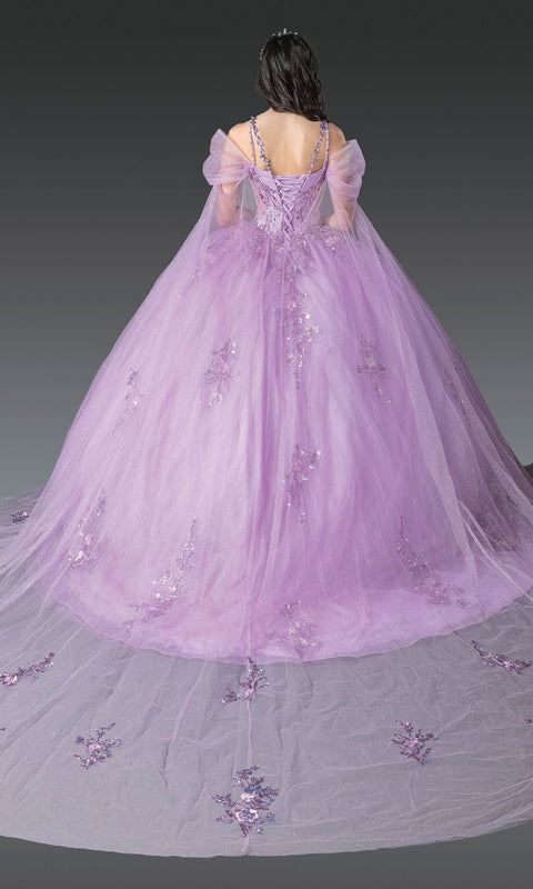 Dancing Queen 1947 Elegant Quinceañera Ball Gown with Intricate Detailing and Voluminous Skirt
