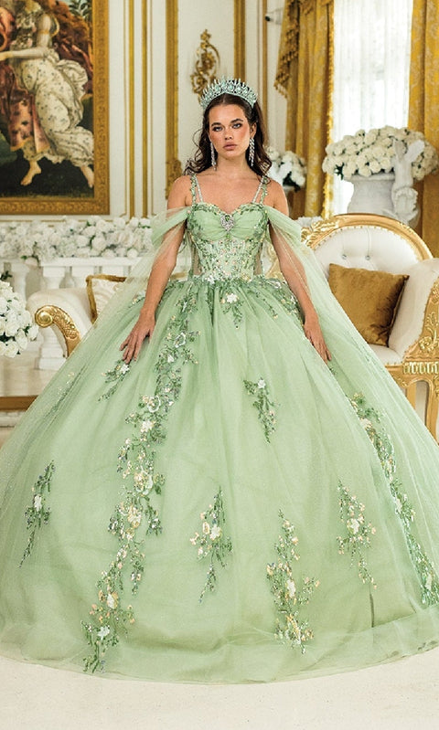 Dancing Queen 1947 Elegant Quinceañera Ball Gown with Intricate Detailing and Voluminous Skirt