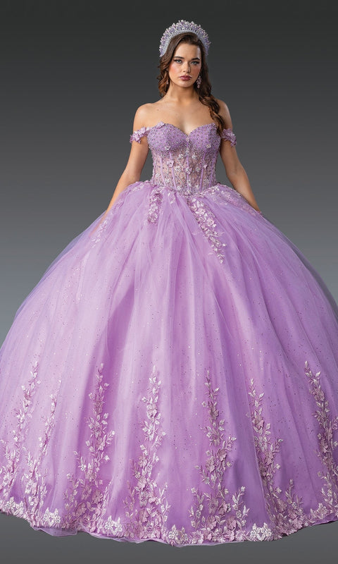 Dancing Queen 1955 Radiant Quinceañera Ball Gown with Glitter Embellishments and Dramatic Tulle Skirt