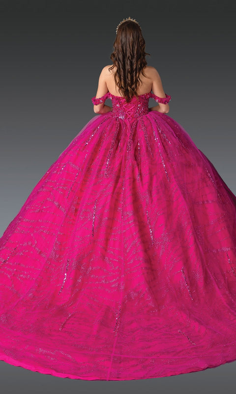 Dancing Queen 1957 Dazzling Hot Pink Quinceañera Ball Gown with Beaded Bodice and Voluminous Skirt